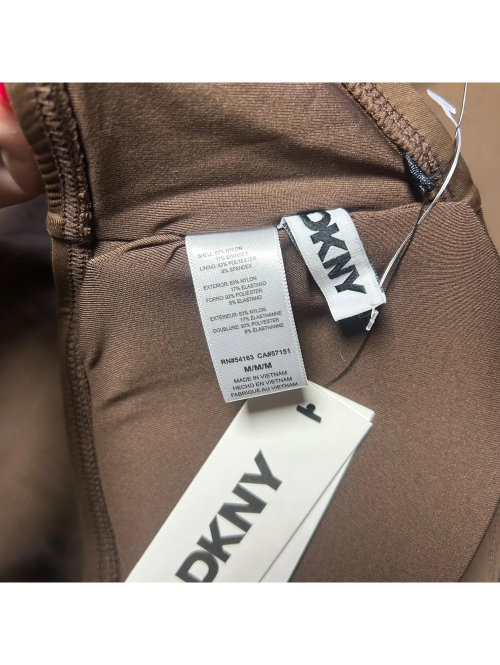 DKNY brown strapless bandeau bikini swimsuit set size Medium $70 NWT